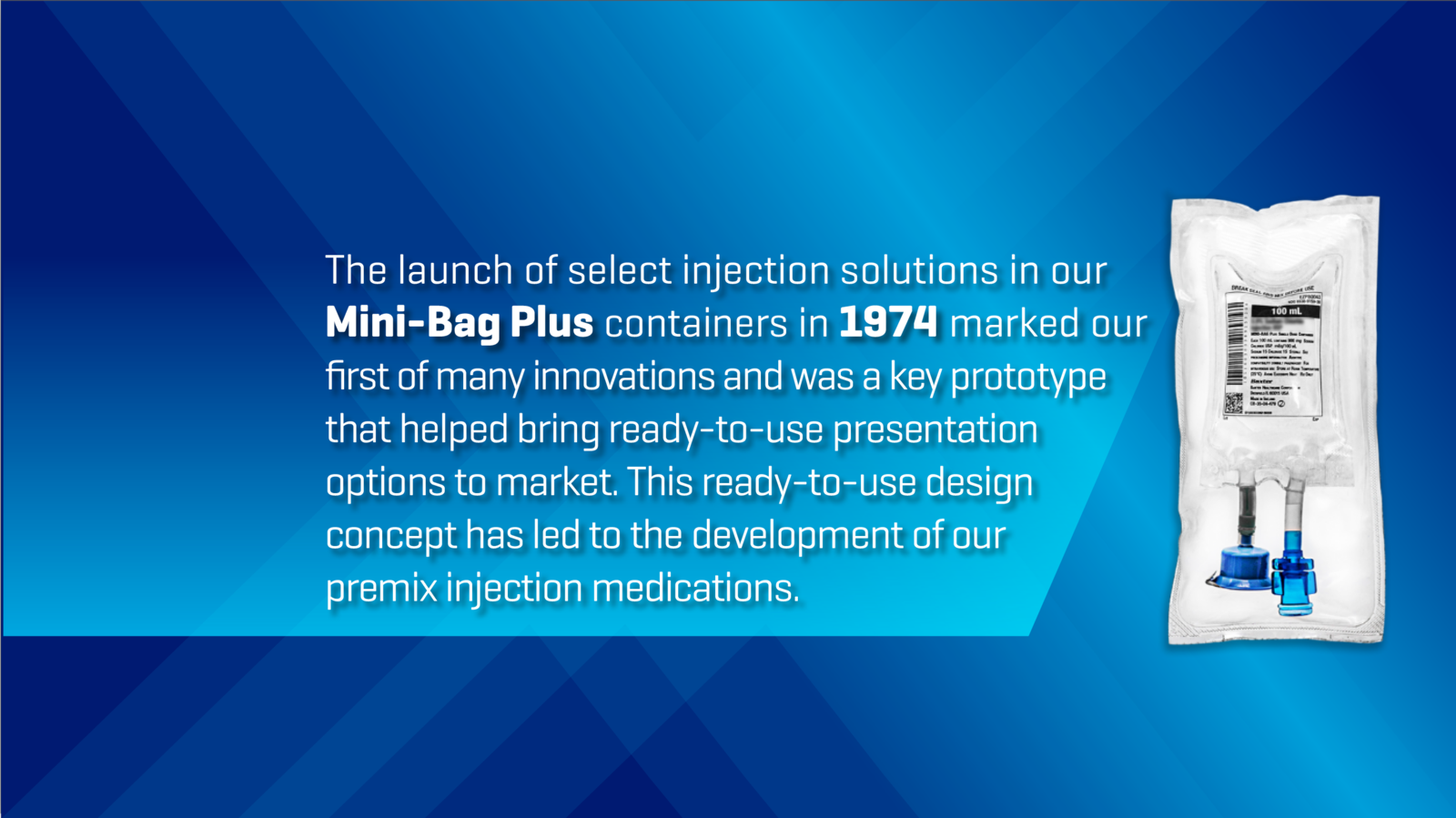 Baxter's Mini-Bag Plus has lead to the development of our premix injection medications.